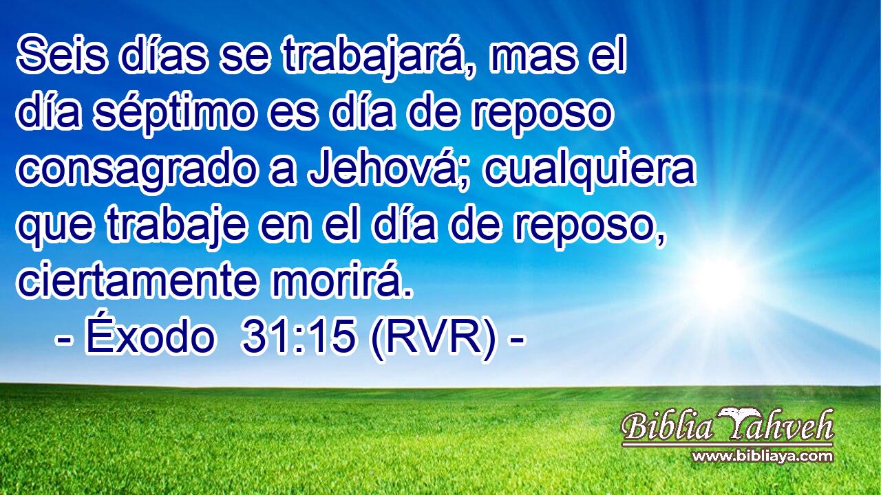 Seis días se trabajará, mas el día séptimo es día de reposo consagrado a Jehová; cualquiera que trabaje en el día de reposo, ciertamente morirá.