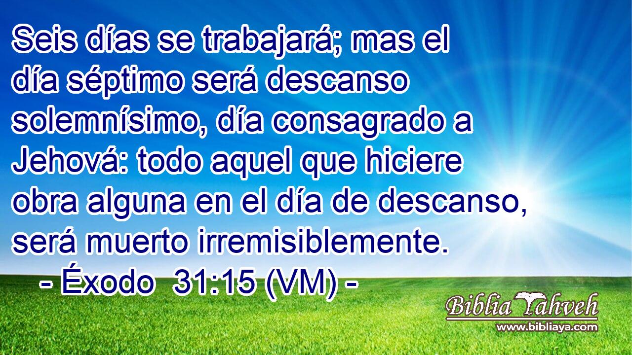  Seis días se trabajará; mas el día séptimo será descanso solemnísimo, día consagrado a Jehová: todo aquel que hiciere obra alguna en el día de descanso, será muerto irremisiblemente. 