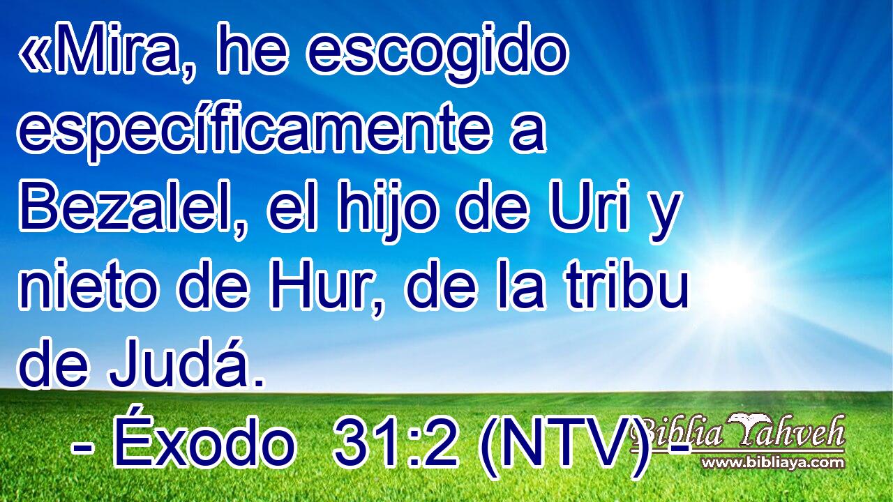 «Mira, he escogido específicamente a Bezalel, el hijo de Uri y nieto de Hur, de la tribu de Judá.