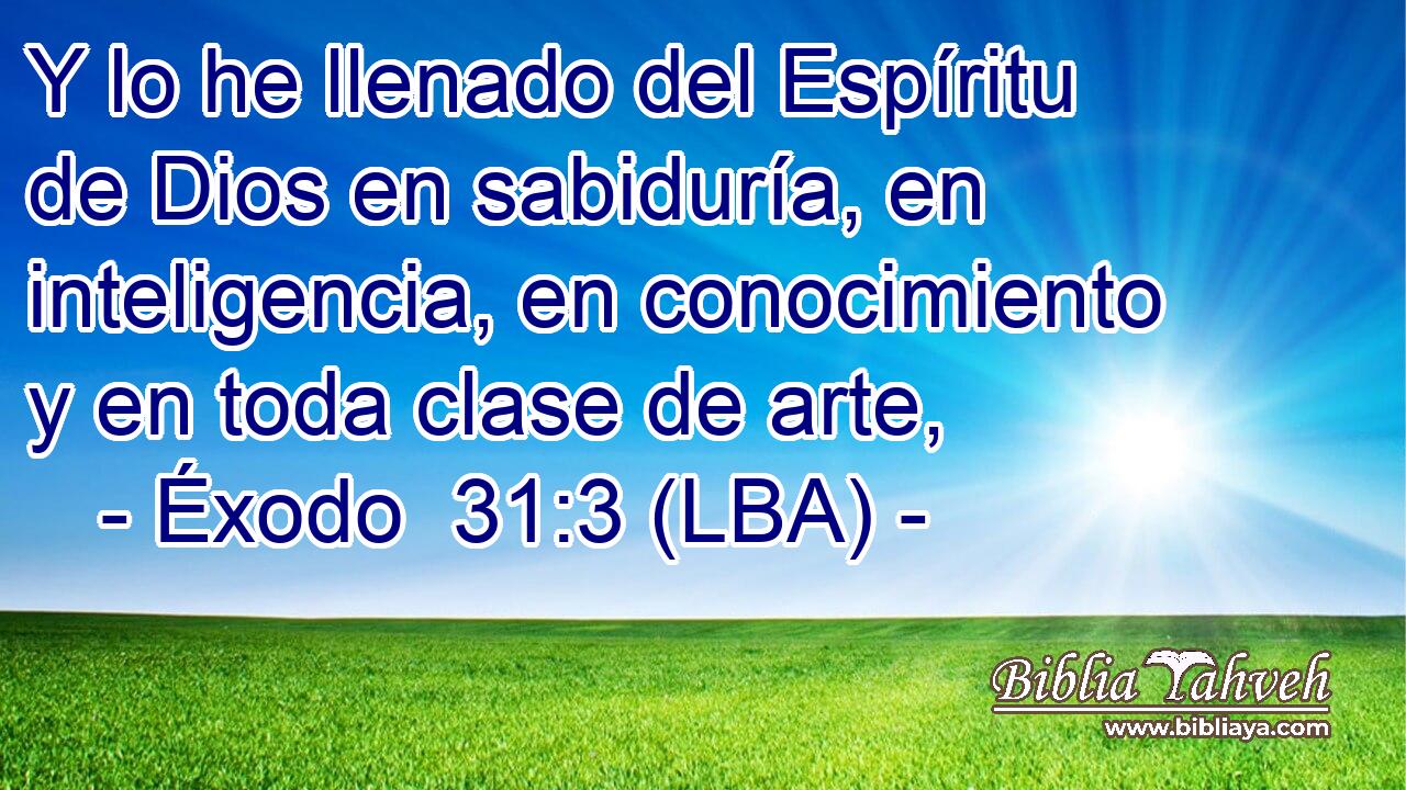 Y lo he llenado del Espíritu de Dios en sabiduría, en inteligencia, en conocimiento y en toda clase de arte,