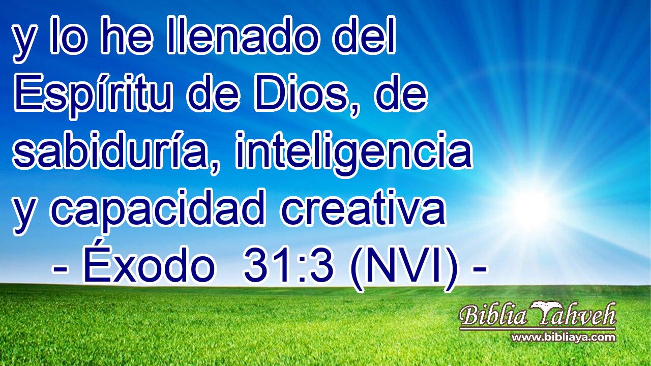 y lo he llenado del Espíritu de Dios, de sabiduría, inteligencia y capacidad creativa 