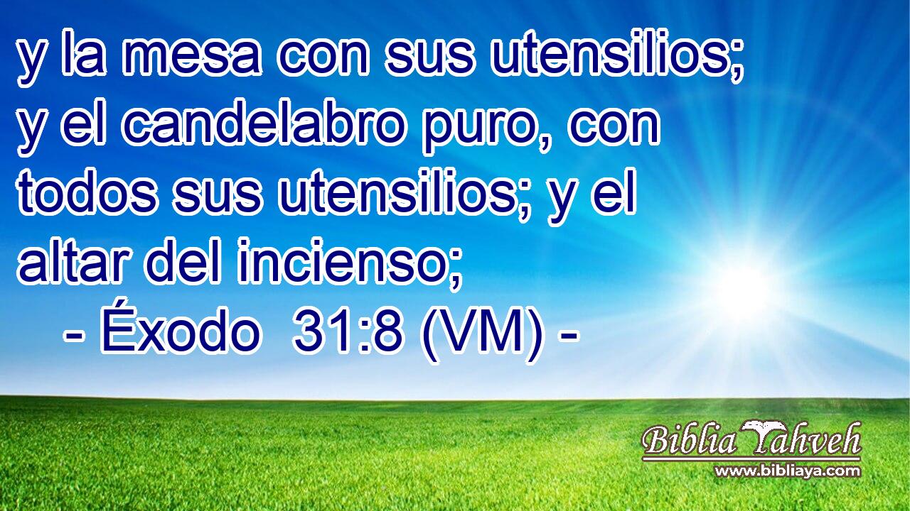  y la mesa con sus utensilios; y el candelabro puro, con todos sus utensilios; y el altar del incienso; 