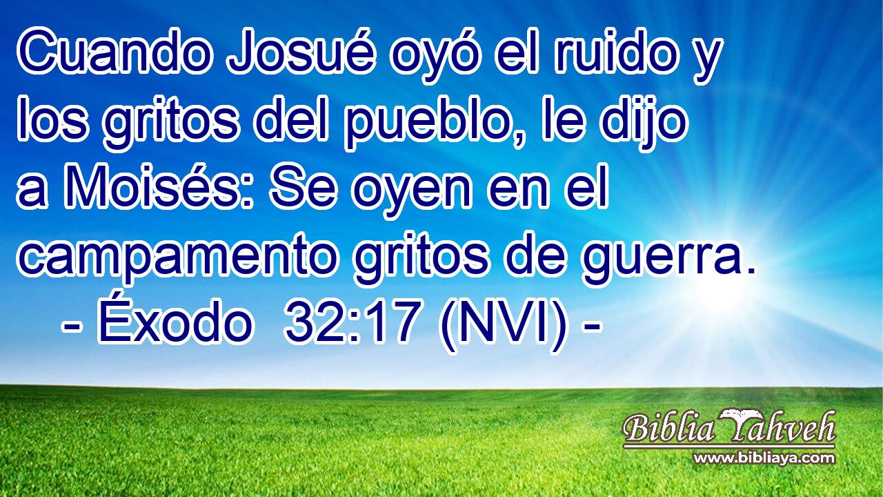  Cuando Josué oyó el ruido y los gritos del pueblo, le dijo a Moisés: Se oyen en el campamento gritos de guerra. 