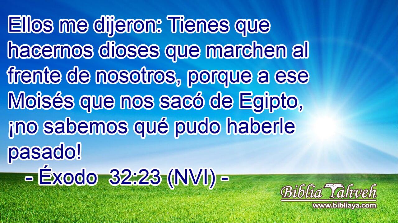  Ellos me dijeron: Tienes que hacernos dioses que marchen al frente de nosotros, porque a ese Moisés que nos sacó de Egipto, ¡no sabemos qué pudo haberle pasado! 