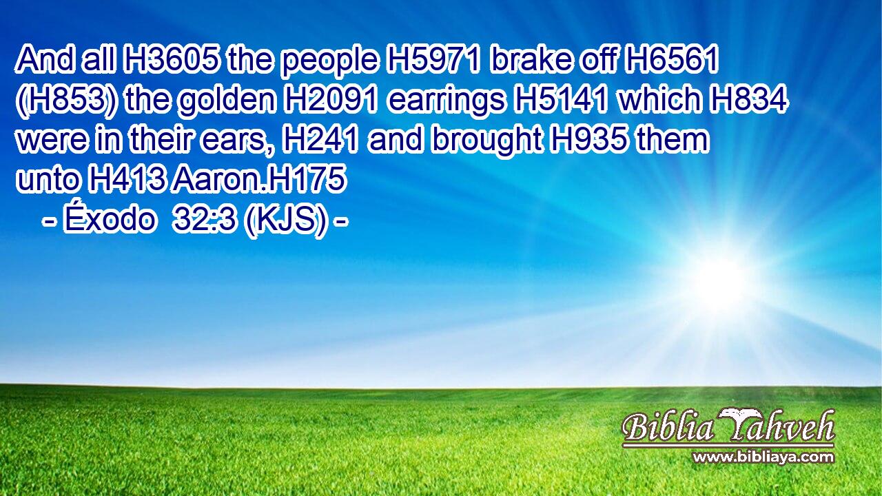 And all H3605 the people H5971 brake off H6561 (H853) the golden H2091 earrings H5141 which H834 were in their ears, H241 and brought H935 them unto H413 Aaron.H175