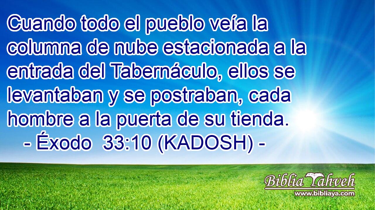  Cuando todo el pueblo veía la columna de nube estacionada a la entrada del Tabernáculo, ellos se levantaban y se postraban, cada hombre a la puerta de su tienda. 