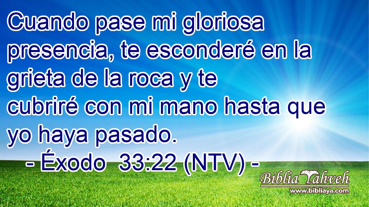 Cuando pase mi gloriosa presencia, te esconderé en la grieta de la roca y te cubriré con mi mano hasta que yo haya pasado.