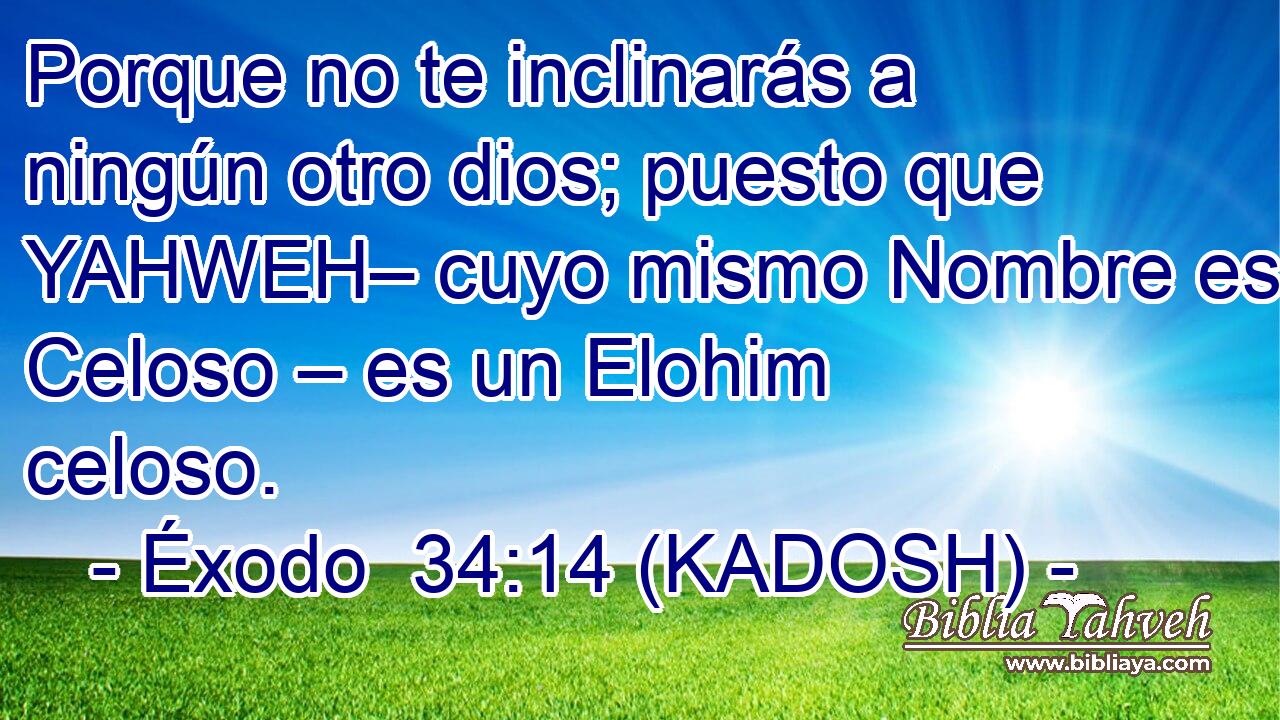  Porque no te inclinarás a ningún otro dios; puesto que YAHWEH– cuyo mismo Nombre es Celoso – es un Elohim celoso. 