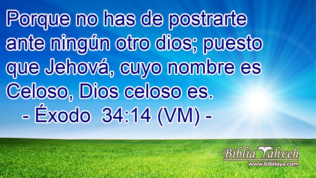  Porque no has de postrarte ante ningún otro dios; puesto que Jehová, cuyo nombre es Celoso, Dios celoso es. 
