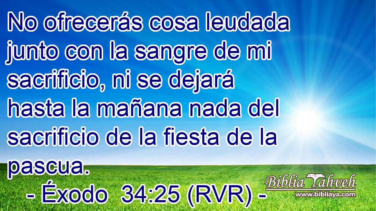 No ofrecerás cosa leudada junto con la sangre de mi sacrificio, ni se dejará hasta la mañana nada del sacrificio de la fiesta de la pascua.
