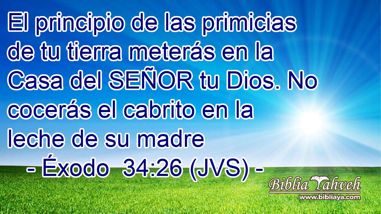 El principio de las primicias de tu tierra meterás en la Casa del SEÑOR tu Dios. No cocerás el cabrito en la leche de su madre