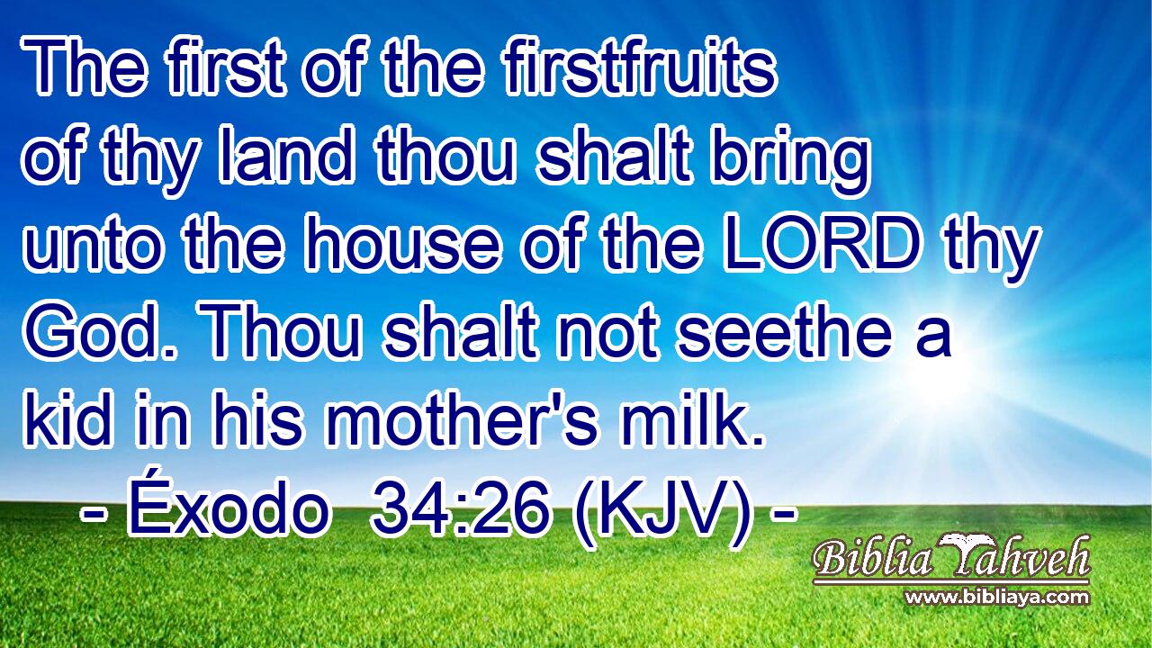The first of the firstfruits of thy land thou shalt bring unto the house of the LORD thy God. Thou shalt not seethe a kid in his mother's milk.
