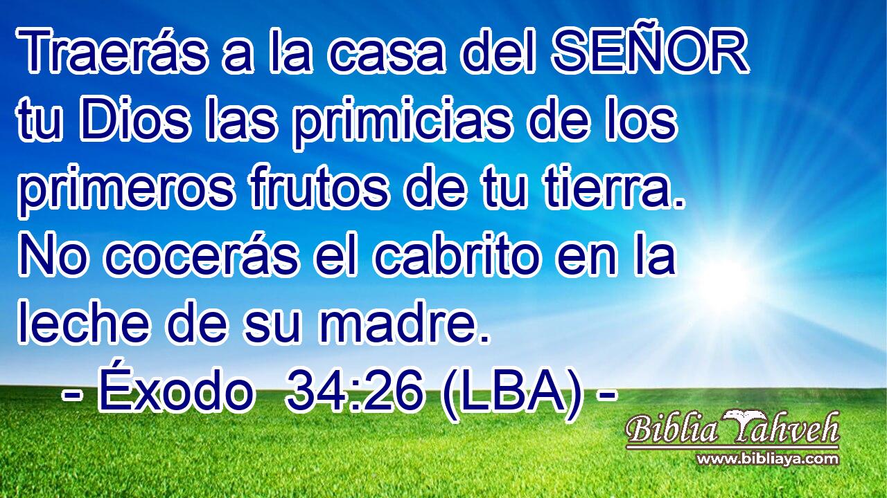 Traerás a la casa del SEÑOR tu Dios las primicias de los primeros frutos de tu tierra. No cocerás el cabrito en la leche de su madre.