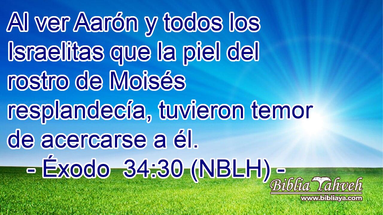  Al ver Aarón y todos los Israelitas que la piel del rostro de Moisés resplandecía, tuvieron temor de acercarse a él. 