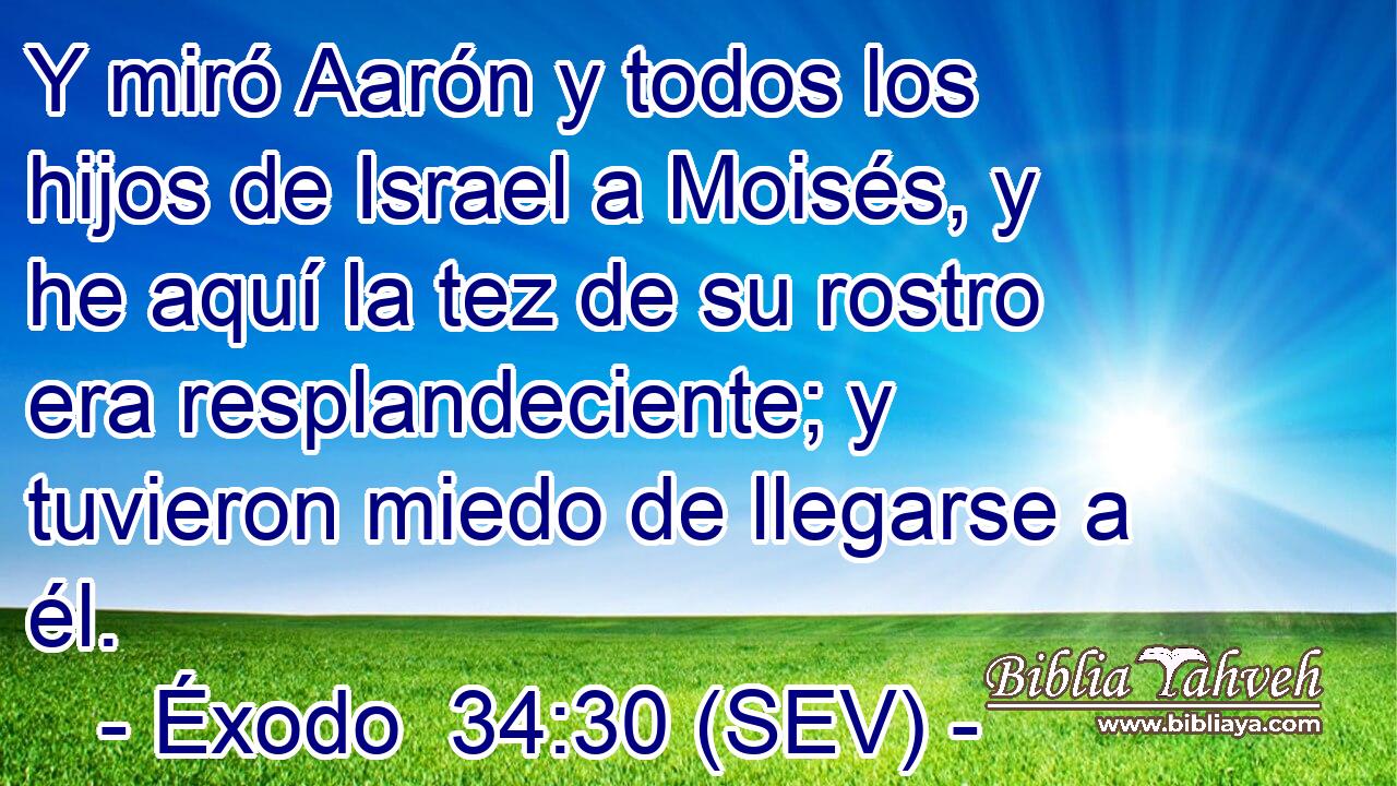 Y miró Aarón y todos los hijos de Israel a Moisés, y he aquí la tez de su rostro era resplandeciente; y tuvieron miedo de llegarse a él.