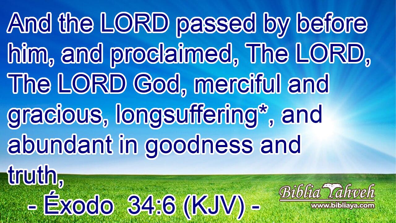 And the LORD passed by before him, and proclaimed, The LORD, The LORD God, merciful and gracious, longsuffering*, and abundant in goodness and truth,