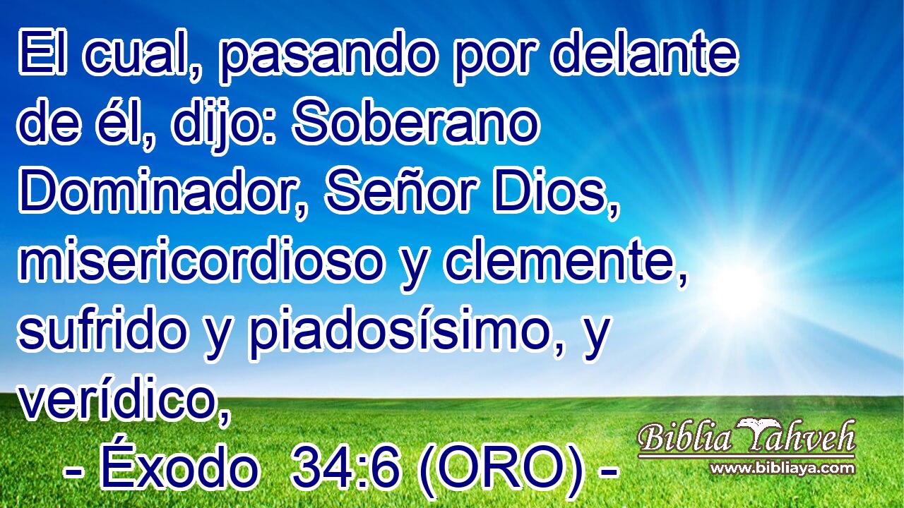  El cual, pasando por delante de él, dijo: Soberano Dominador, Señor Dios, misericordioso y clemente, sufrido y piadosísimo, y verídico, 