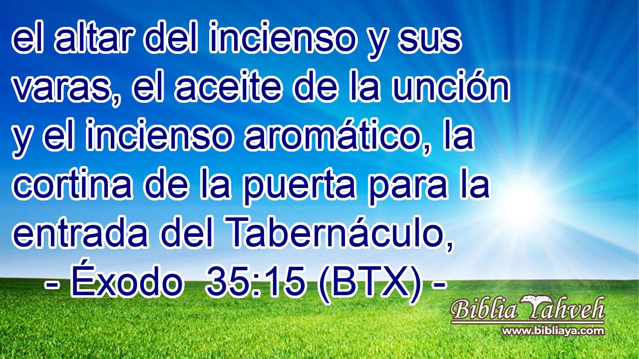 el altar del incienso y sus varas, el aceite de la unción y el incienso aromático, la cortina de la puerta para la entrada del Tabernáculo,