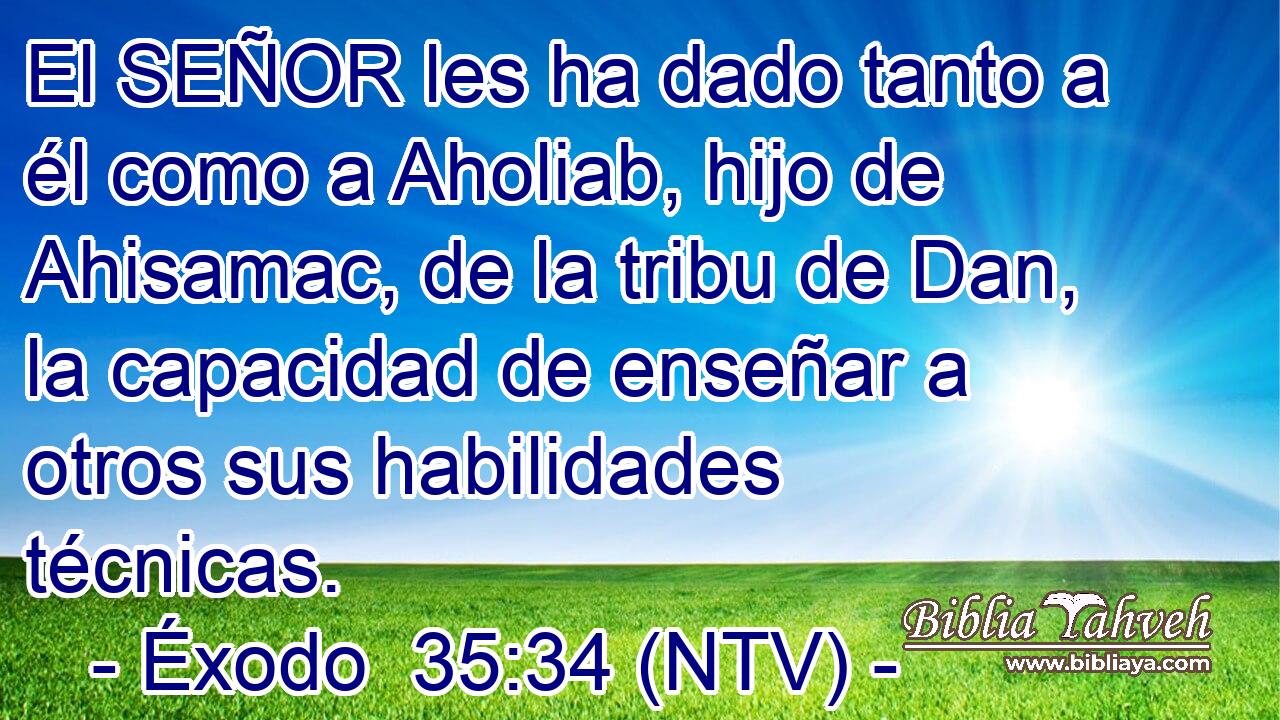 El SEÑOR les ha dado tanto a él como a Aholiab, hijo de Ahisamac, de la tribu de Dan, la capacidad de enseñar a otros sus habilidades técnicas.