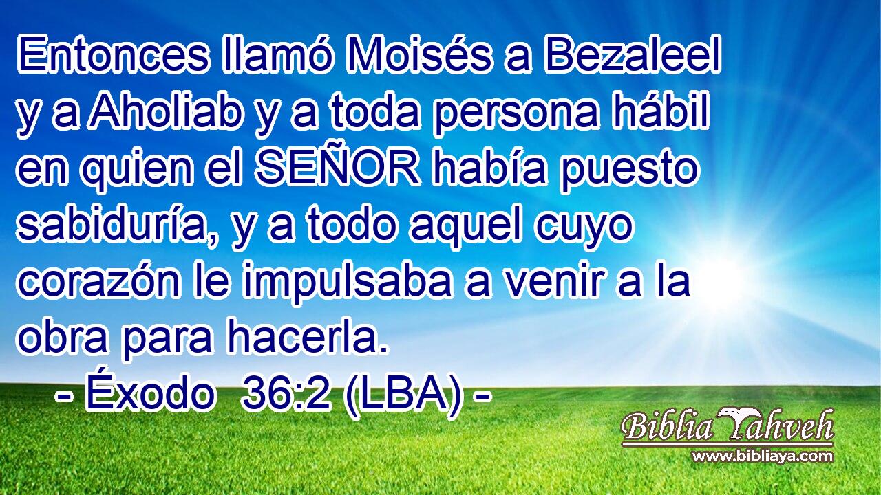 Entonces llamó Moisés a Bezaleel y a Aholiab y a toda persona hábil en quien el SEÑOR había puesto sabiduría, y a todo aquel cuyo corazón le impulsaba a venir a la obra para hacerla.