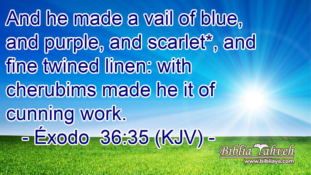 And he made a vail of blue, and purple, and scarlet*, and fine twined linen: with cherubims made he it of cunning work.