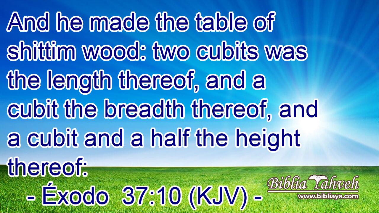 And he made the table of shittim wood: two cubits was the length thereof, and a cubit the breadth thereof, and a cubit and a half the height thereof: