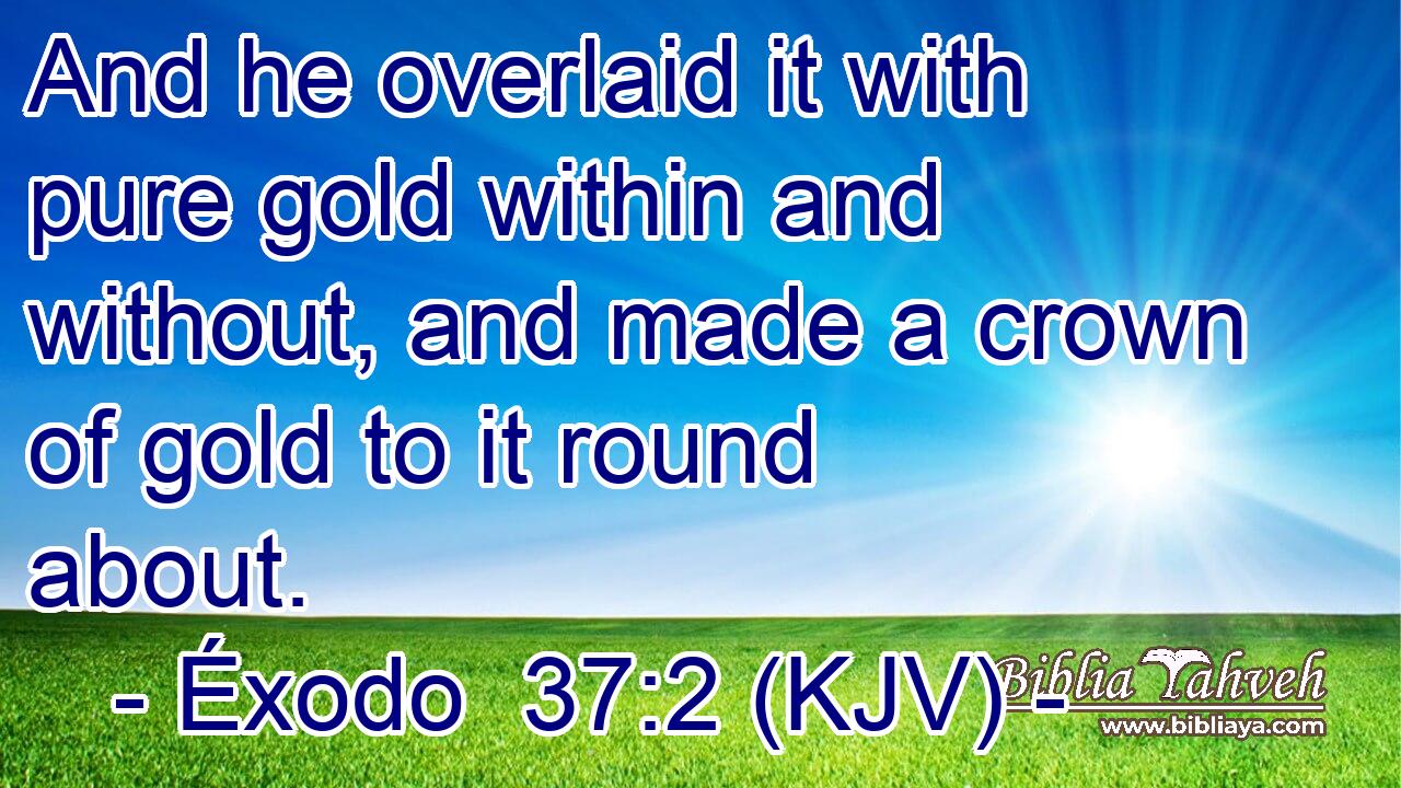 And he overlaid it with pure gold within and without, and made a crown of gold to it round about.