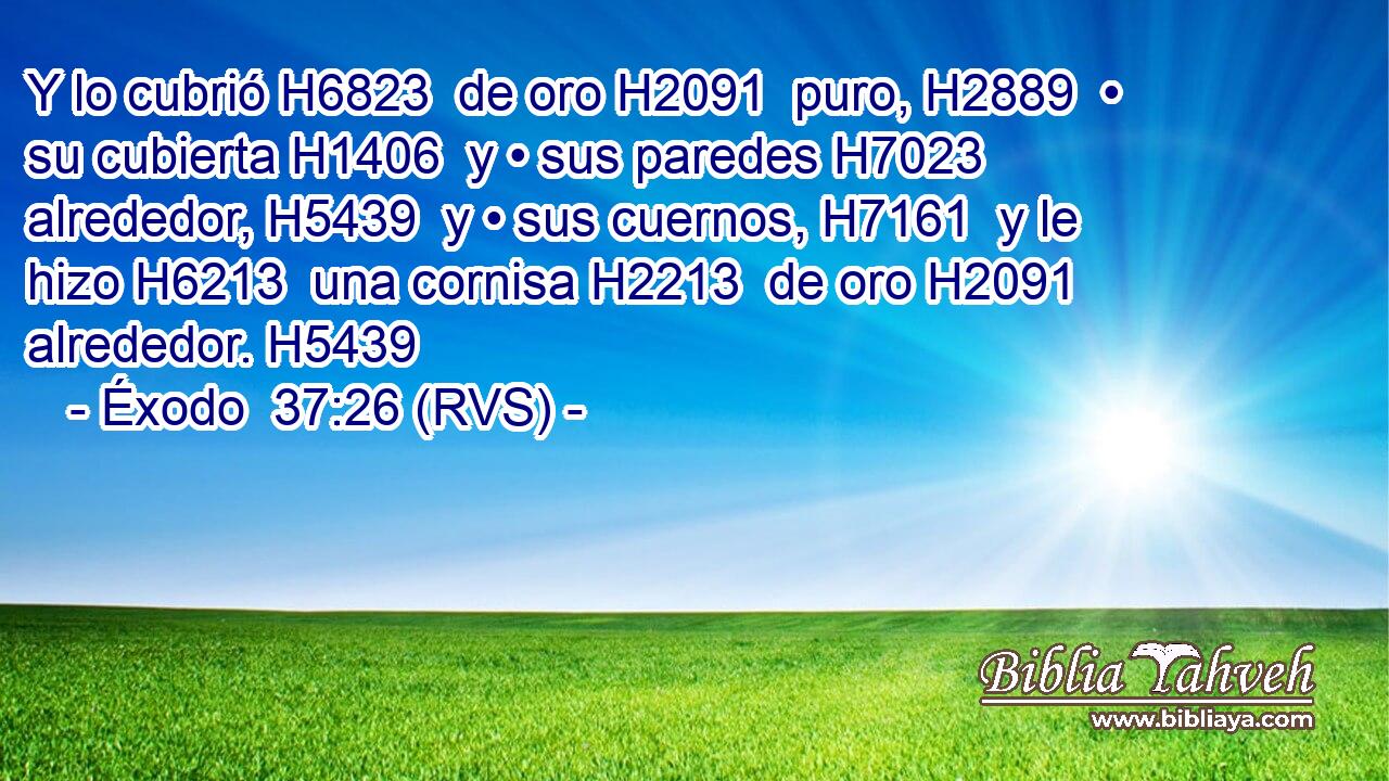 Y lo cubrió H6823  de oro H2091  puro, H2889  • su cubierta H1406  y • sus paredes H7023  alrededor, H5439  y • sus cuernos, H7161  y le hizo H6213  una cornisa H2213  de oro H2091  alrededor. H5439  