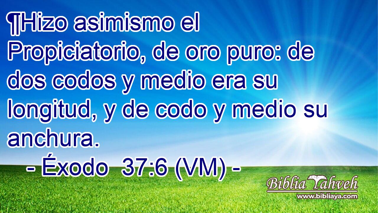  ¶Hizo asimismo el Propiciatorio, de oro puro: de dos codos y medio era su longitud, y de codo y medio su anchura. 