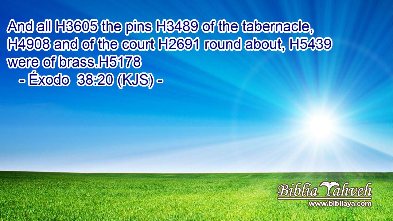 And all H3605 the pins H3489 of the tabernacle, H4908 and of the court H2691 round about, H5439 were of brass.H5178