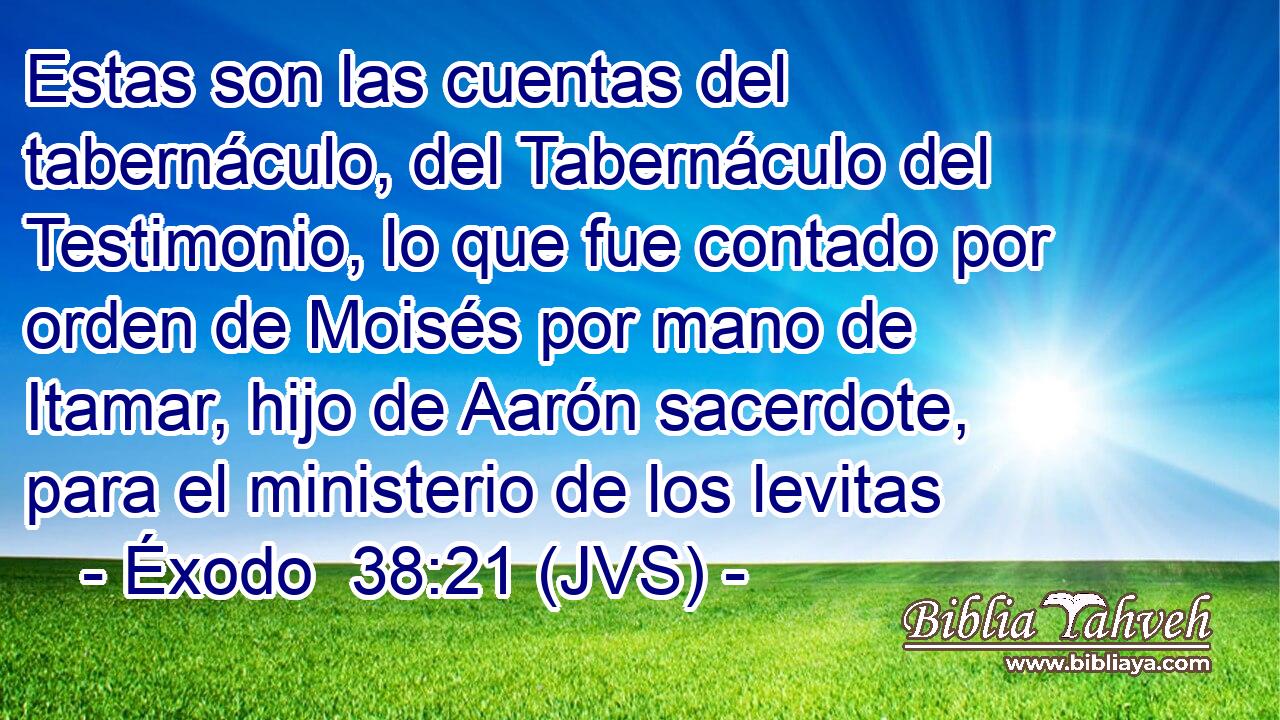Estas son las cuentas del tabernáculo, del Tabernáculo del Testimonio, lo que fue contado por orden de Moisés por mano de Itamar, hijo de Aarón sacerdote, para el ministerio de los levitas