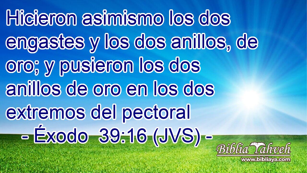Hicieron asimismo los dos engastes y los dos anillos, de oro; y pusieron los dos anillos de oro en los dos extremos del pectoral