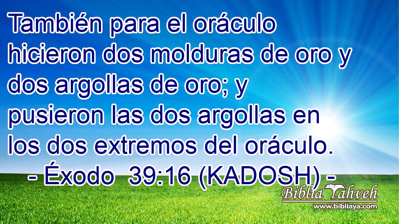  También para el oráculo hicieron dos molduras de oro y dos argollas de oro; y pusieron las dos argollas en los dos extremos del oráculo. 