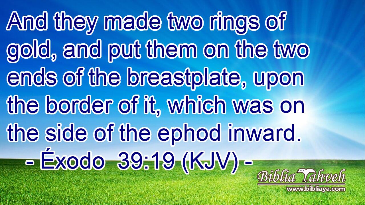 And they made two rings of gold, and put them on the two ends of the breastplate, upon the border of it, which was on the side of the ephod inward.
