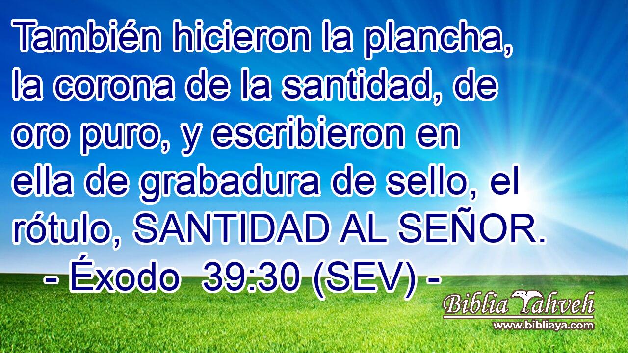 También hicieron la plancha, la corona de la santidad, de oro puro, y escribieron en ella de grabadura de sello, el rótulo, SANTIDAD AL SEÑOR.