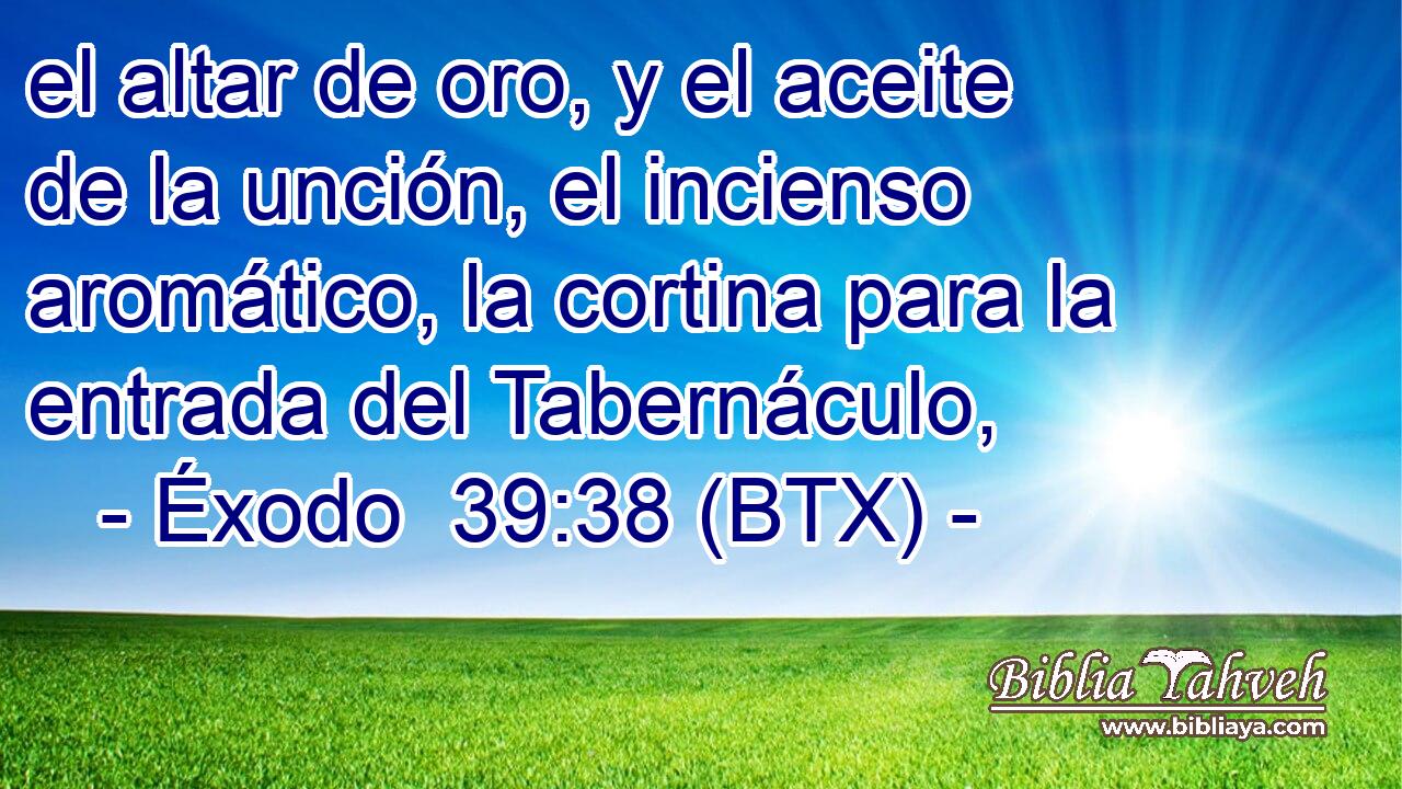 el altar de oro, y el aceite de la unción, el incienso aromático, la cortina para la entrada del Tabernáculo,
