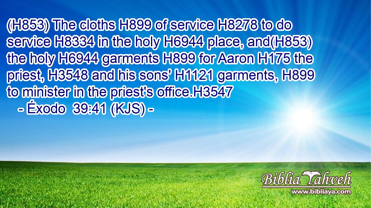 (H853) The cloths H899 of service H8278 to do service H8334 in the holy H6944 place, and(H853) the holy H6944 garments H899 for Aaron H175 the priest, H3548 and his sons' H1121 garments, H899 to minister in the priest's office.H3547