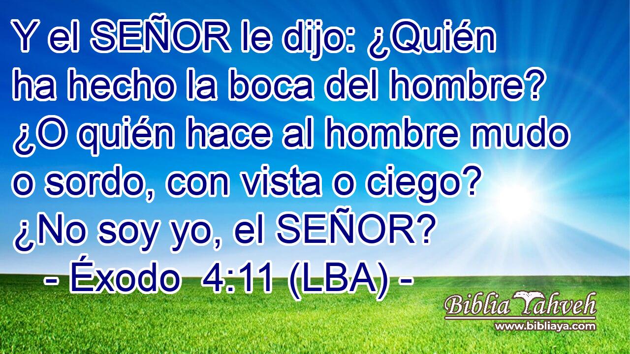 Y el SEÑOR le dijo: ¿Quién ha hecho la boca del hombre? ¿O quién hace al hombre mudo o sordo, con vista o ciego? ¿No soy yo, el SEÑOR?