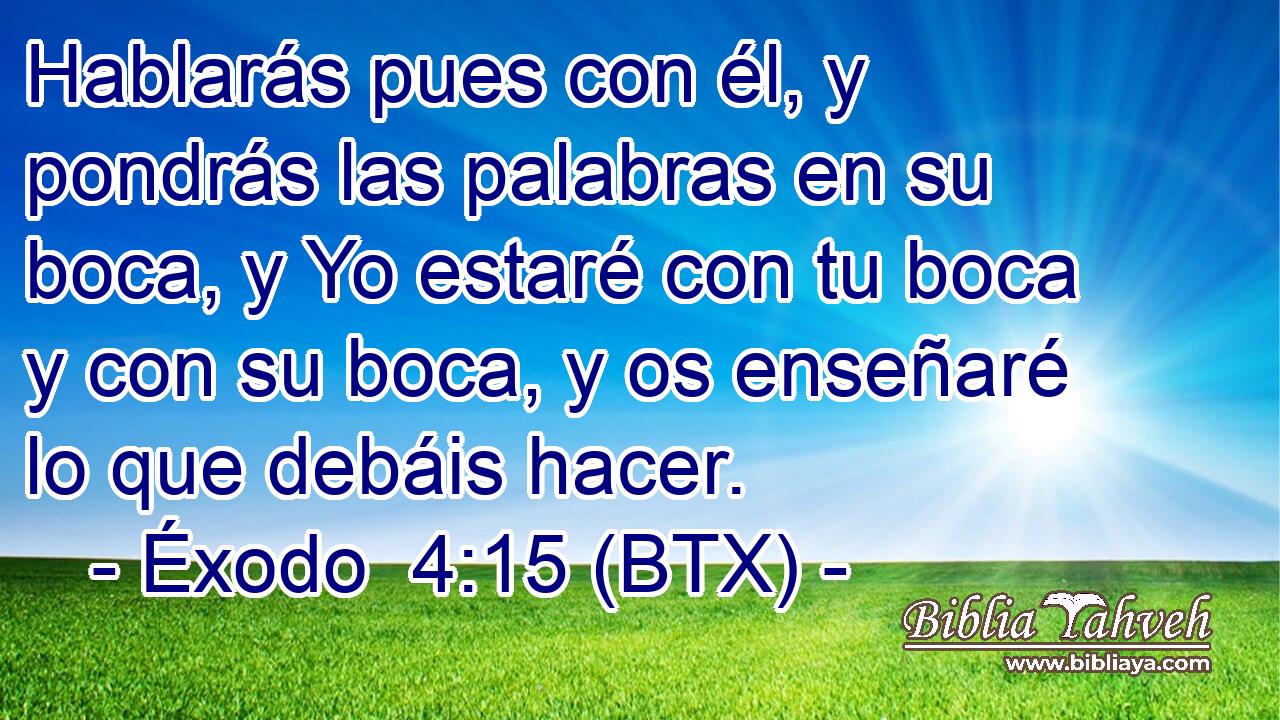 Hablarás pues con él, y pondrás las palabras en su boca, y Yo estaré con tu boca y con su boca, y os enseñaré lo que debáis hacer.