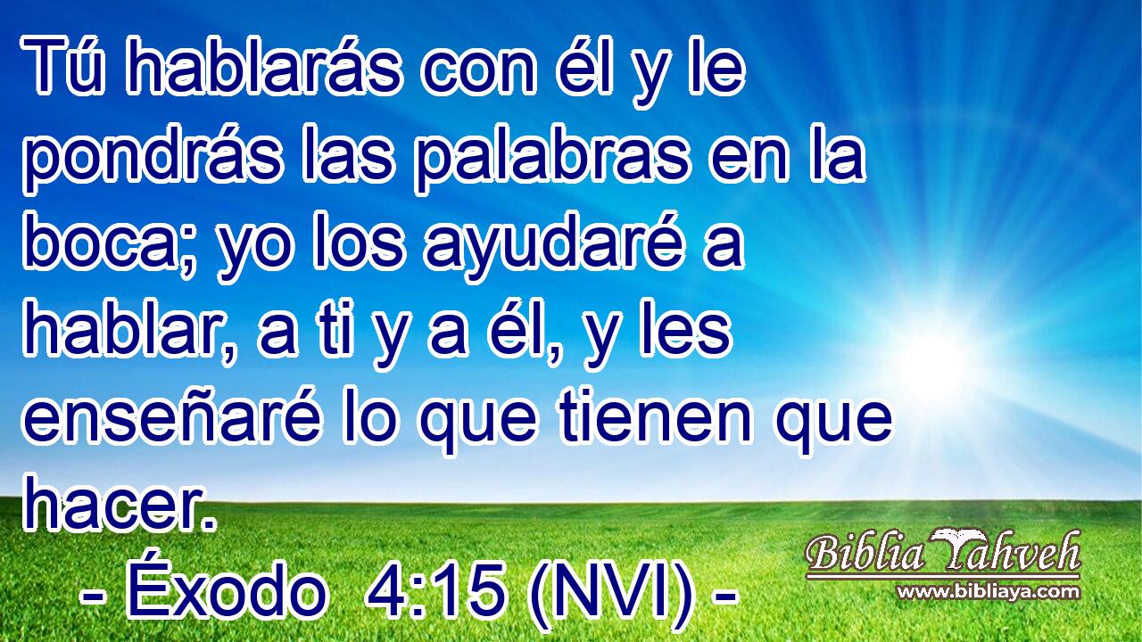  Tú hablarás con él y le pondrás las palabras en la boca; yo los ayudaré a hablar, a ti y a él, y les enseñaré lo que tienen que hacer. 