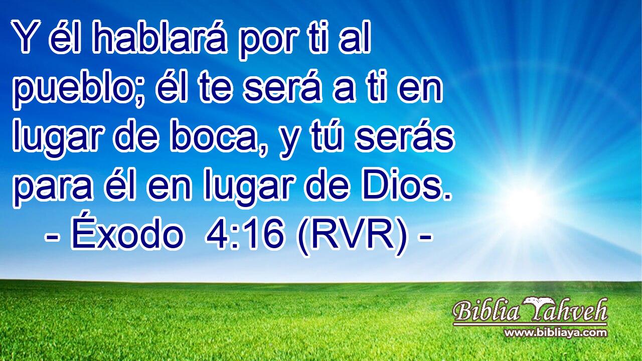 Y él hablará por ti al pueblo; él te será a ti en lugar de boca, y tú serás para él en lugar de Dios.