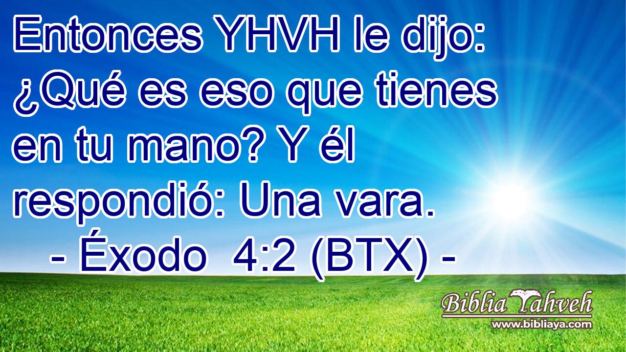 Entonces YHVH le dijo: ¿Qué es eso que tienes en tu mano? Y él respondió: Una vara.
