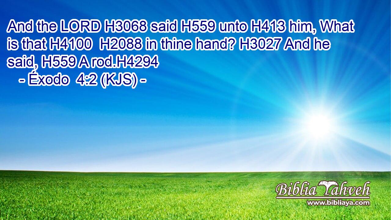 And the LORD H3068 said H559 unto H413 him, What is that H4100  H2088 in thine hand? H3027 And he said, H559 A rod.H4294