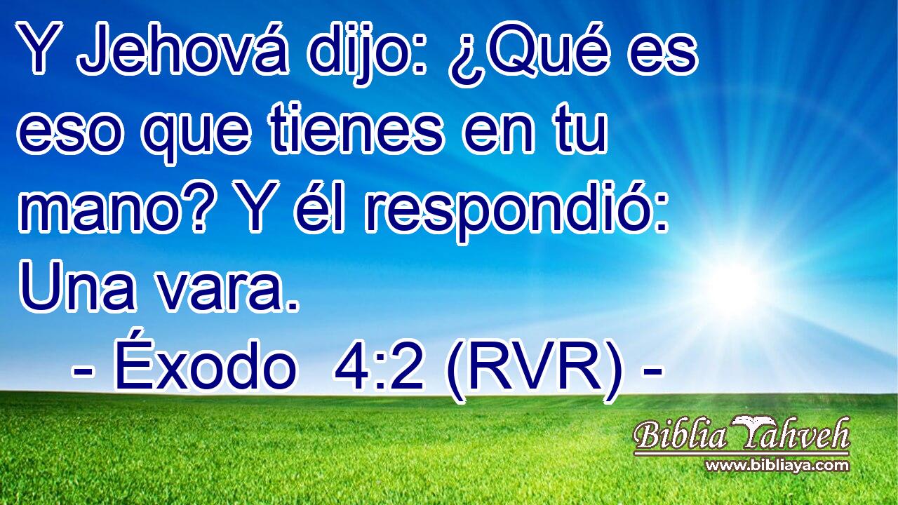 Y Jehová dijo: ¿Qué es eso que tienes en tu mano? Y él respondió: Una vara.