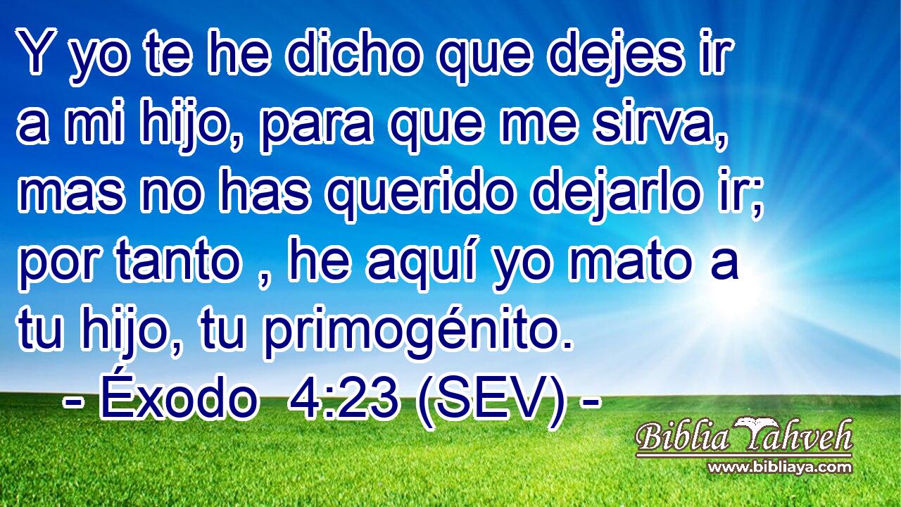 Y yo te he dicho que dejes ir a mi hijo, para que me sirva, mas no has querido dejarlo ir; por tanto , he aquí yo mato a tu hijo, tu primogénito.