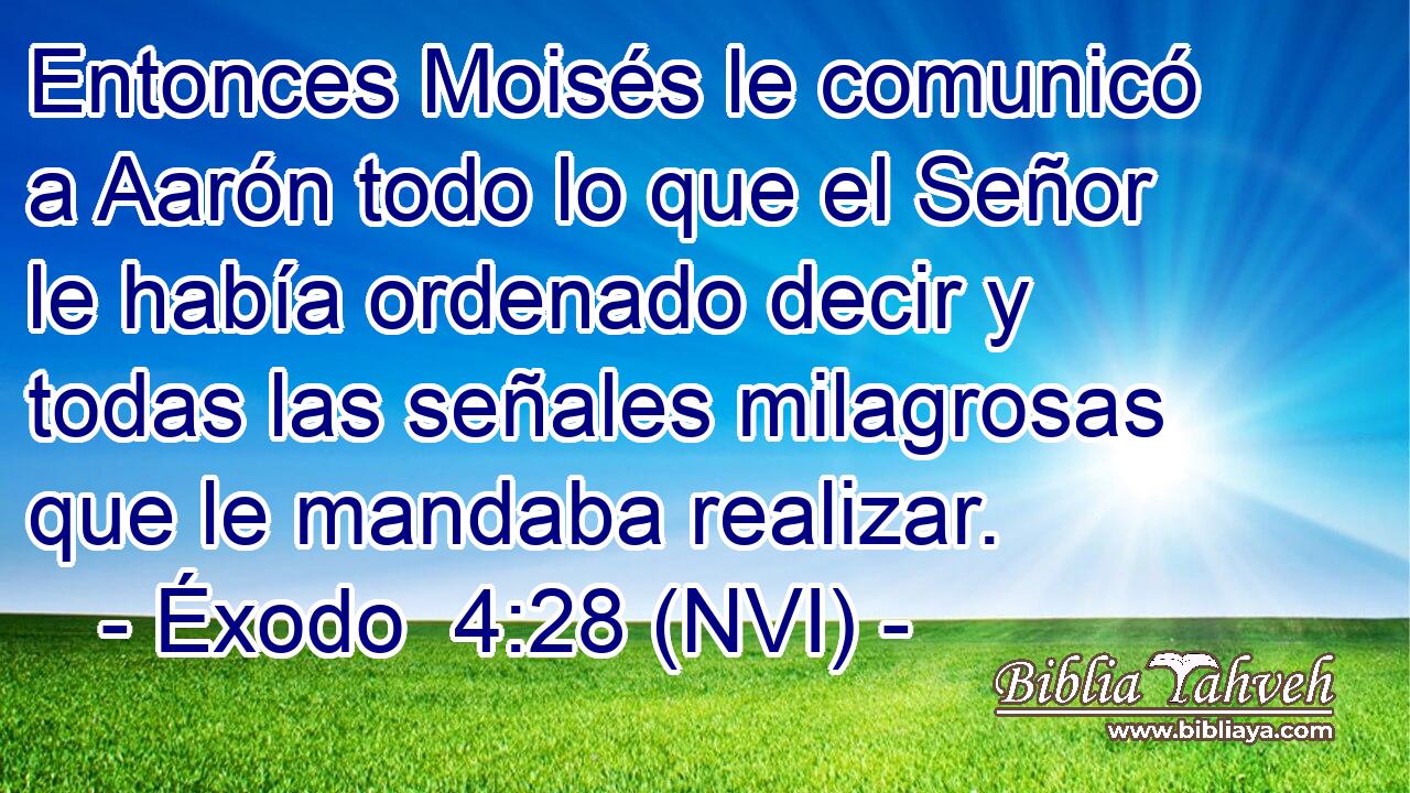  Entonces Moisés le comunicó a Aarón todo lo que el Señor le había ordenado decir y todas las señales milagrosas que le mandaba realizar. 
