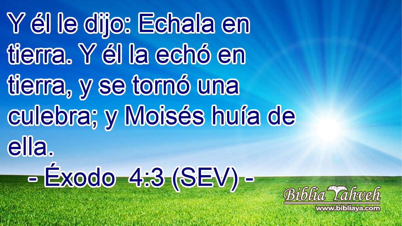 Y él le dijo: Echala en tierra. Y él la echó en tierra, y se tornó una culebra; y Moisés huía de ella.