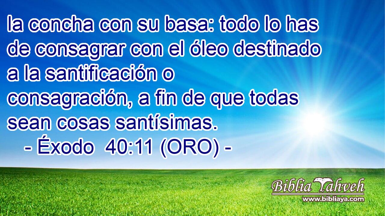  la concha con su basa: todo lo has de consagrar con el óleo destinado a la santificación o consagración, a fin de que todas sean cosas santísimas. 