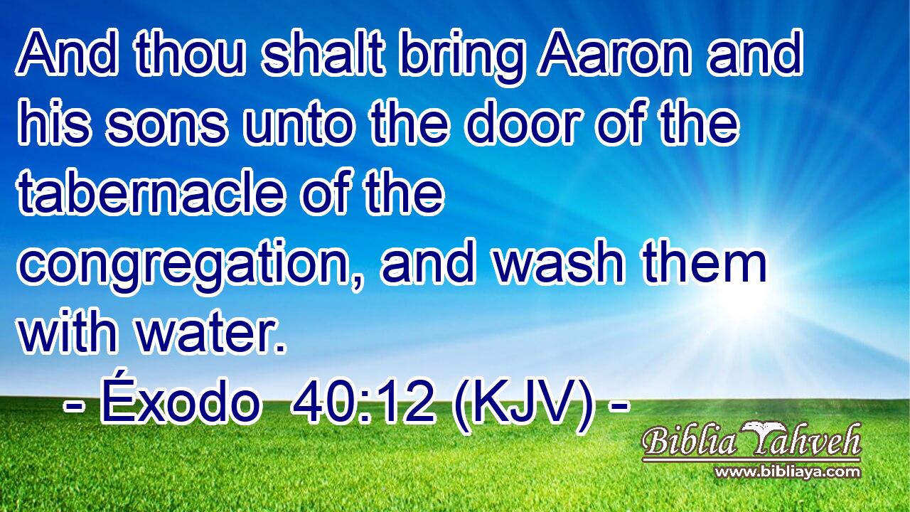 And thou shalt bring Aaron and his sons unto the door of the tabernacle of the congregation, and wash them with water.