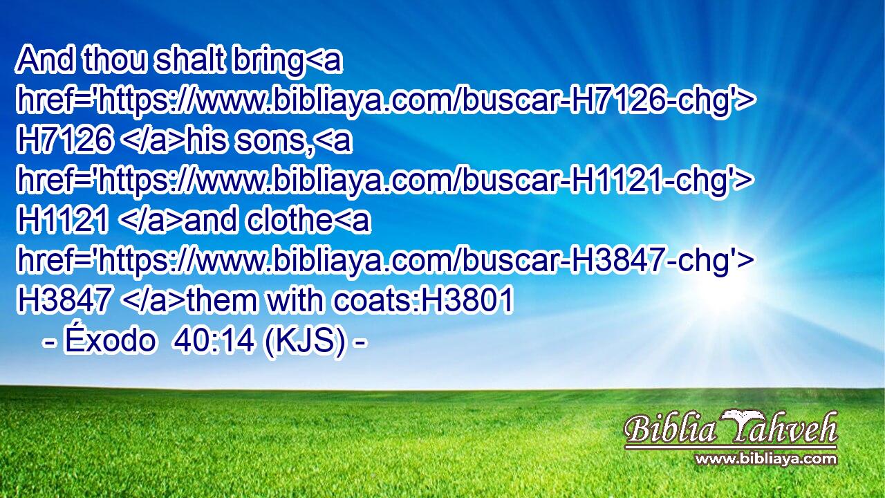 And thou shalt bring H7126 his sons, H1121 and clothe H3847 them with coats:H3801